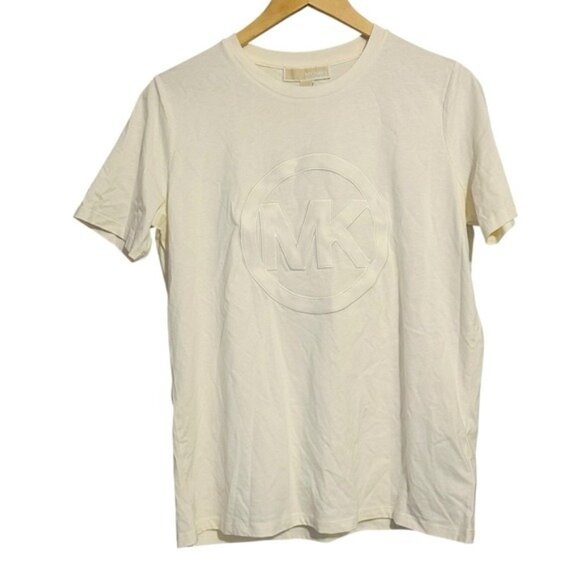 Michael Kors Off-White Logo Tee Sz S NWT Minimalist Streetstyle Clean Aesthetic - Picture 1 of 12